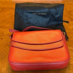 Vera Bradley Burnt Orange Pebbled Leather Twice as Nice Crossbody with Dustbag